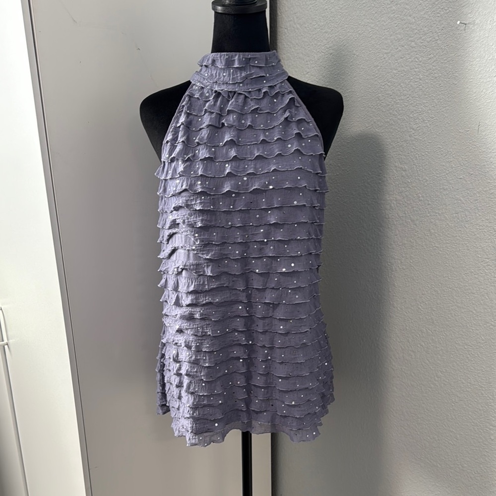 Studio Y Lavender Ruffled Halter Top